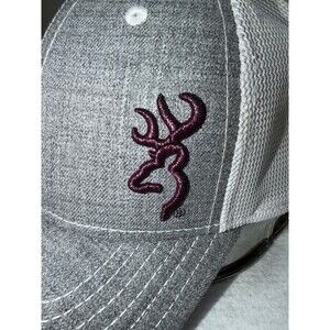 Browning Trucker Snapback Hat — Buckmark Logo, Gray & White